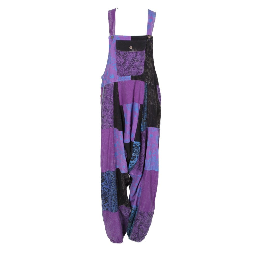 Patchwork Screen Print Dungarees