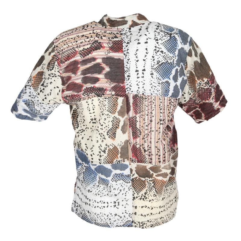 Snakeskin Print Patchwork Shirt