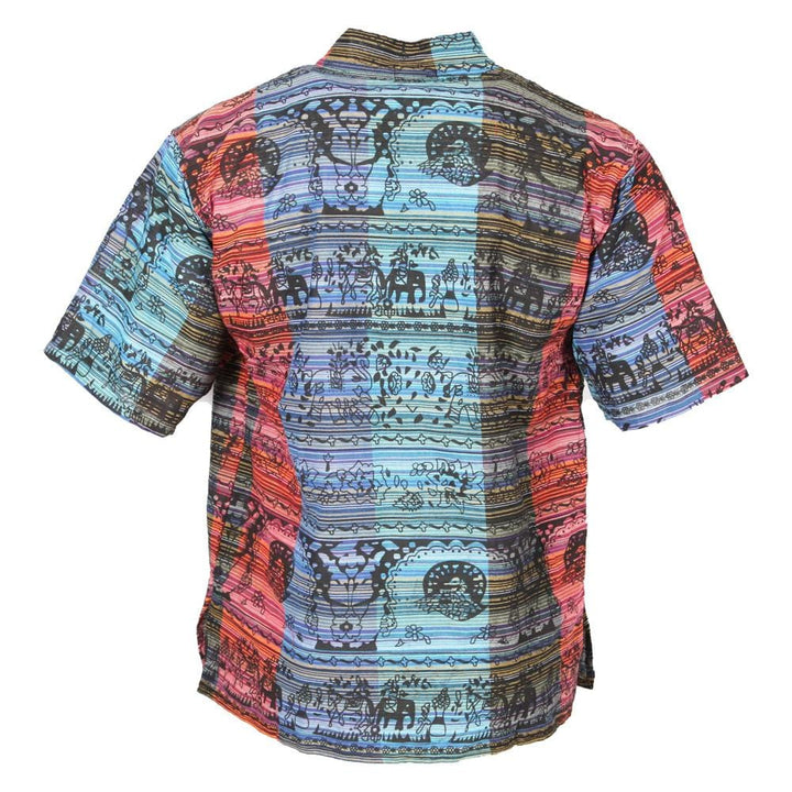 Patchwork & Screen Print Short Sleeve Shirt