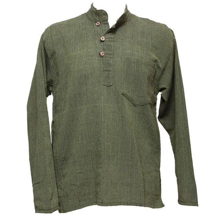 Hemp Mix Collarless Shirt