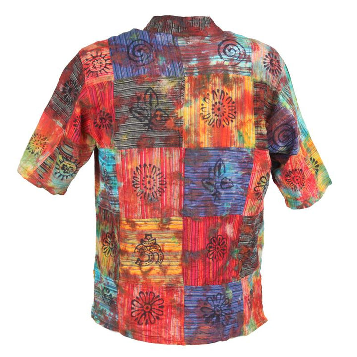 Short Sleeve Patchwork Tie Dye Shirt