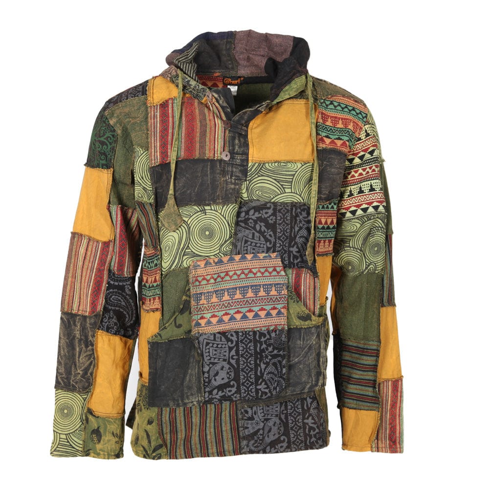 Men's Overdyed Patchwork Hooded Shirt