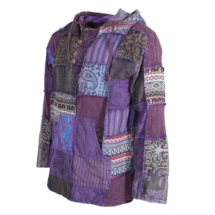 Men's Overdyed Patchwork Hooded Shirt