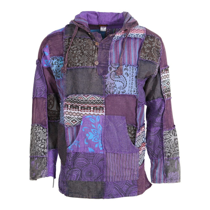 Men's Overdyed Patchwork Hooded Shirt