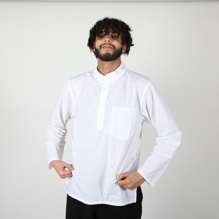 Premium Cotton Collarless Grandad Shirt