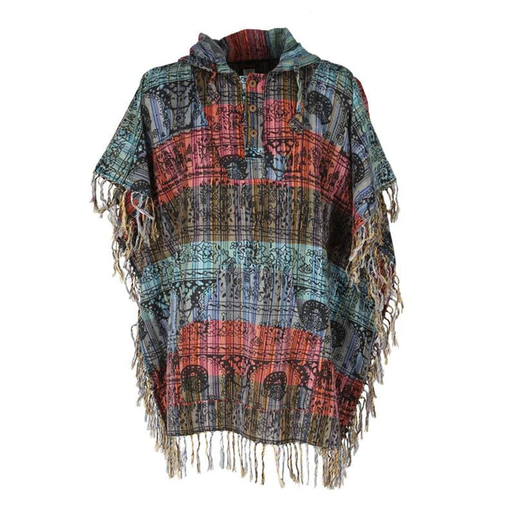 Patchwork & Screen Print Poncho