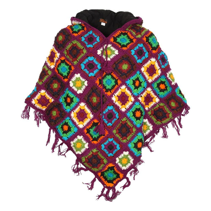 Hand Crochet Fleece Lined Poncho