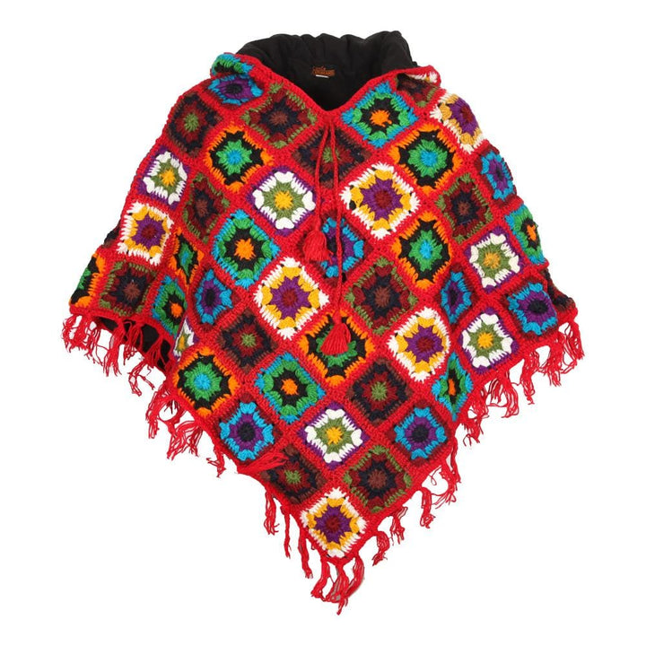 Hand Crochet Fleece Lined Poncho