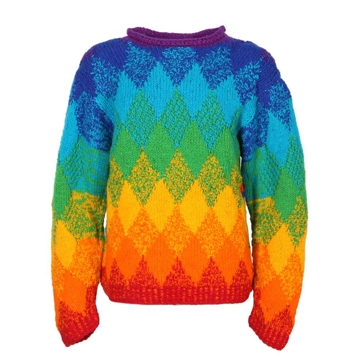 Rainbow Diamond Knit Chunky Sweater