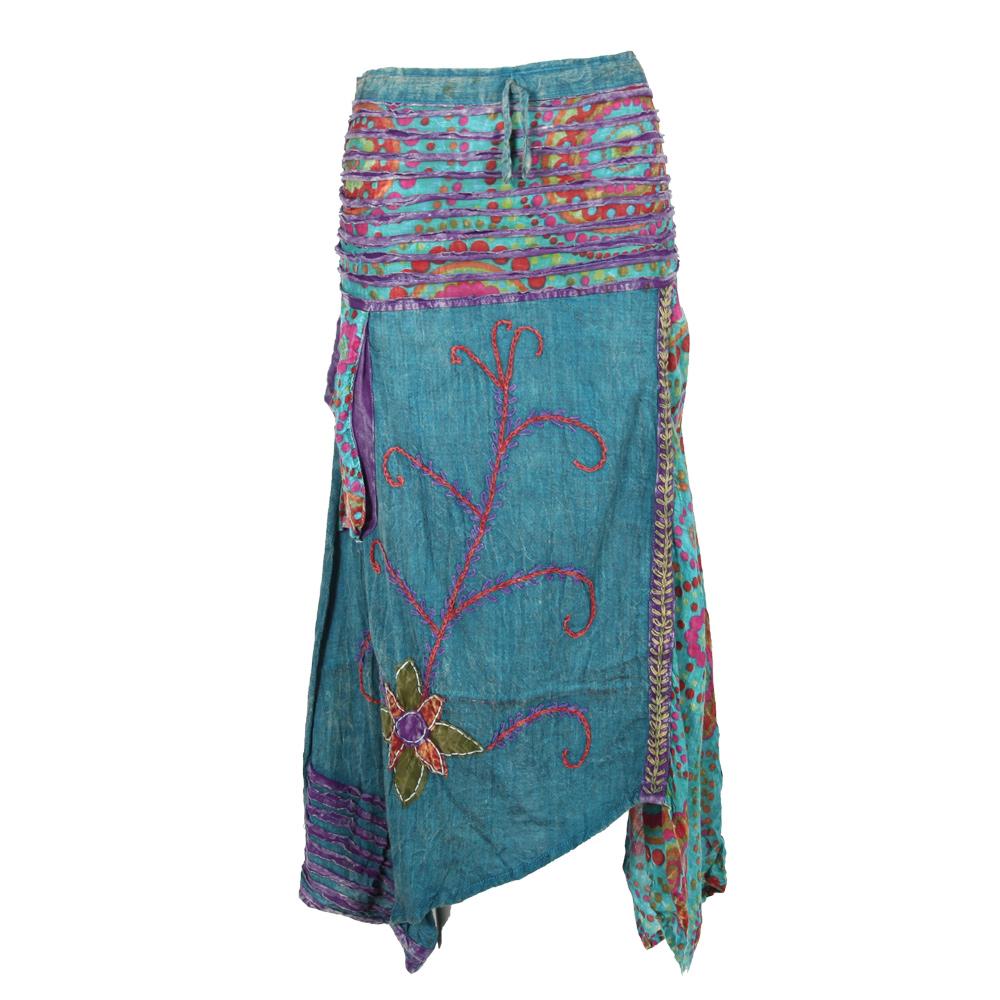 Embroidered Hanky Hem Skirt