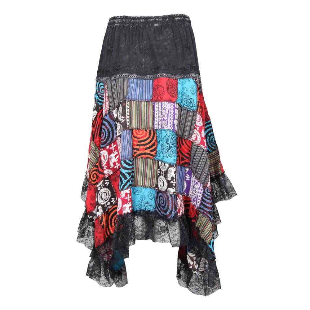 Patchwork Hanky Hem Cotton Skirt..