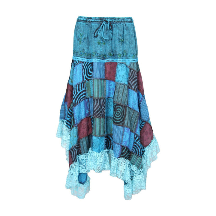 Patchwork Hanky Hem Cotton Skirt..