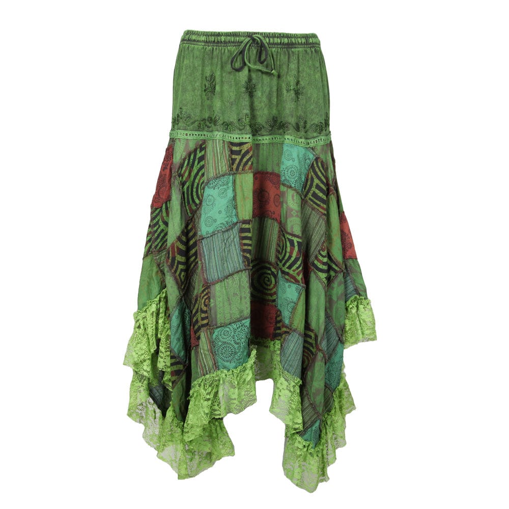 Patchwork Hanky Hem Cotton Skirt..