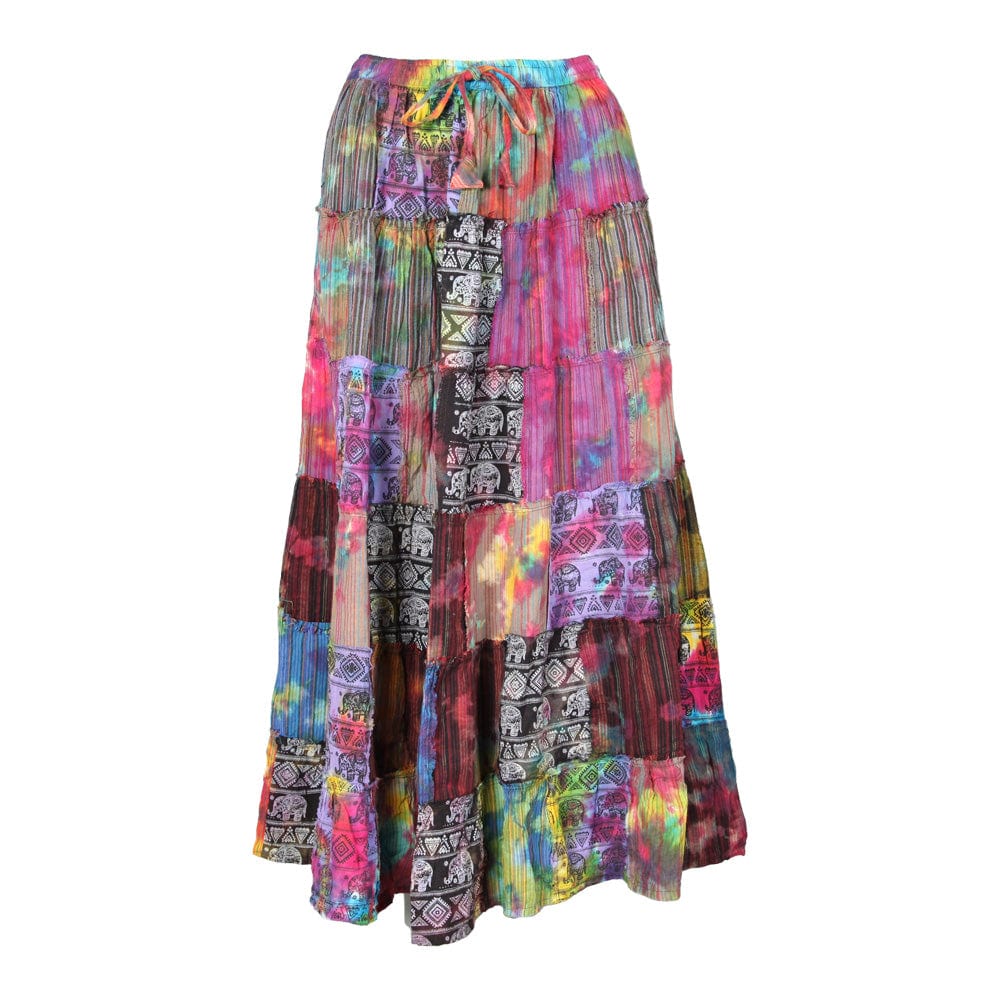 Patchwork Tie Dye Maxi Skirt..