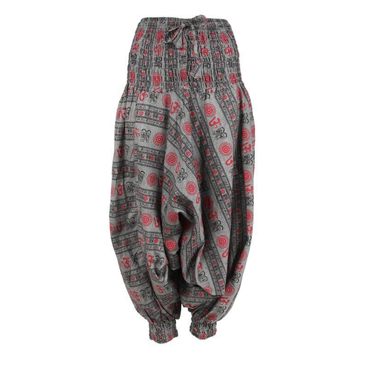 Om Print Drop Crotch Harem Pants..