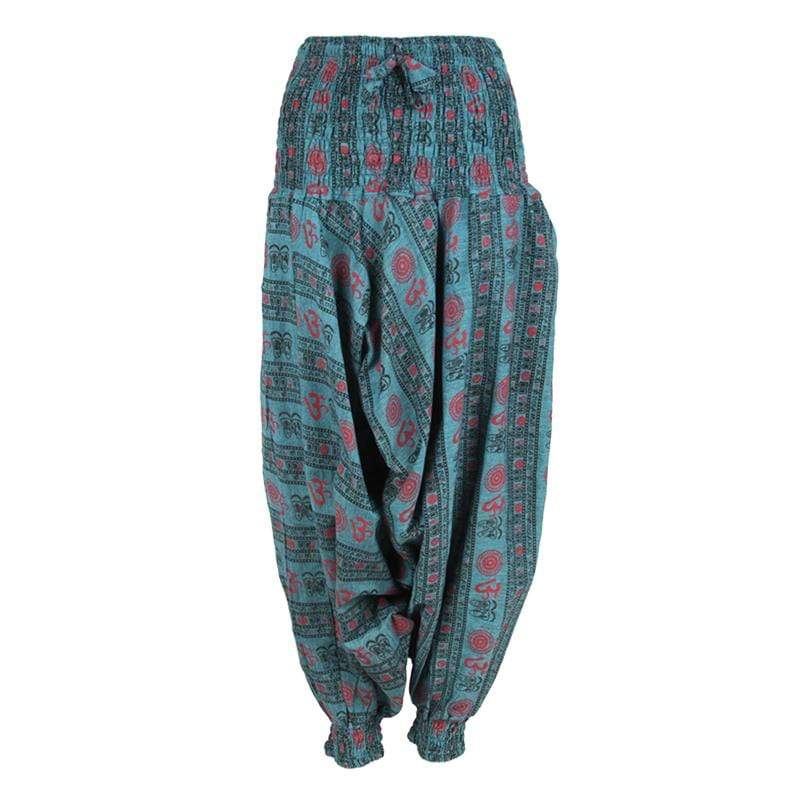 Om Print Drop Crotch Harem Pants..