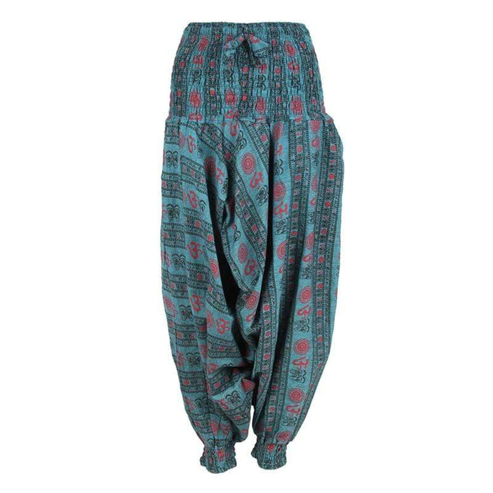 Om Print Drop Crotch Harem Pants..