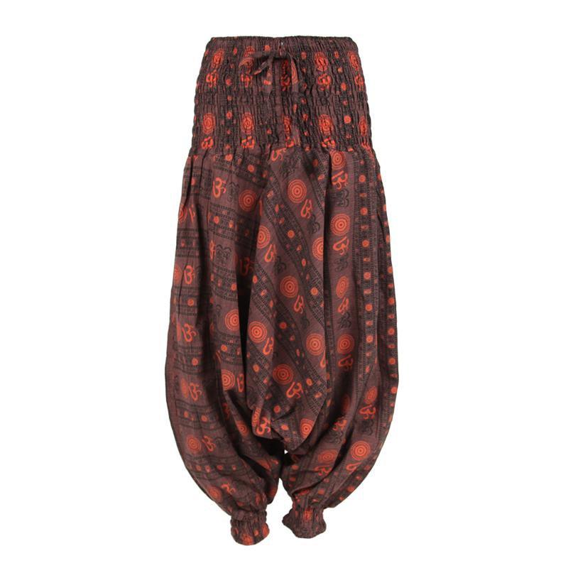 Om Print Drop Crotch Harem Pants..