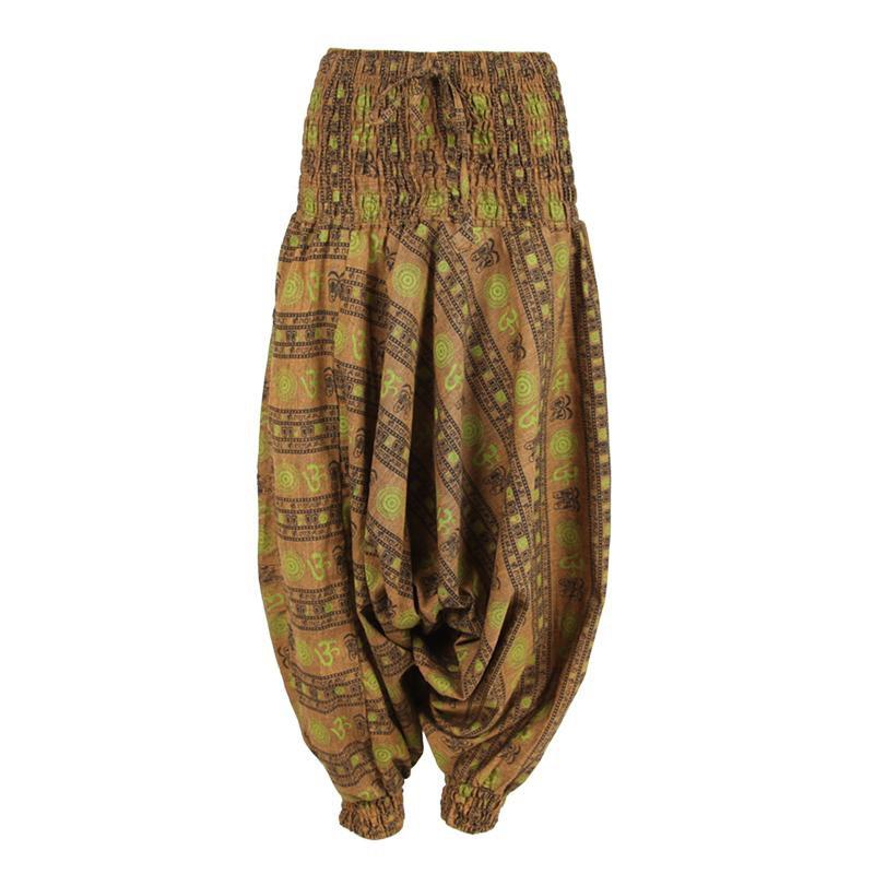 Om Print Drop Crotch Harem Pants..