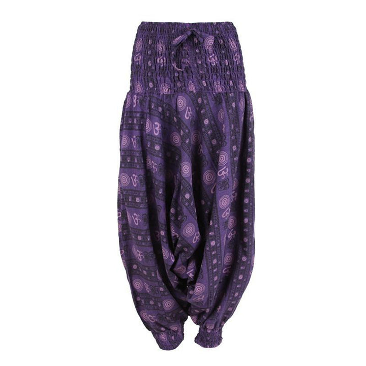 Om Print Drop Crotch Harem Pants..