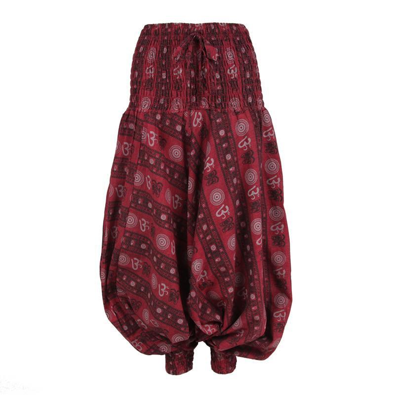 Om Print Drop Crotch Harem Pants..