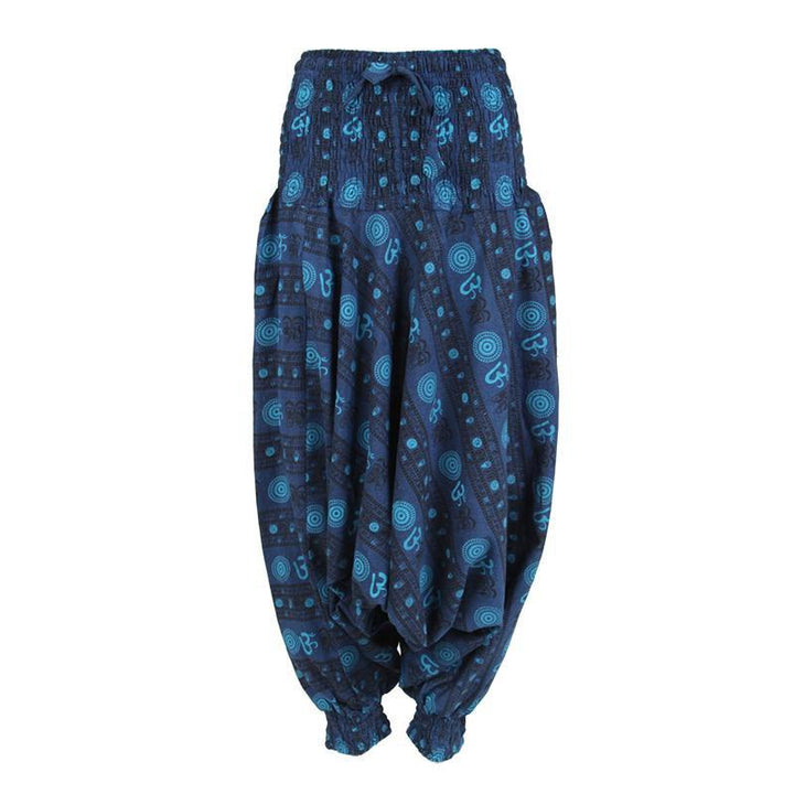 Om Print Drop Crotch Harem Pants..