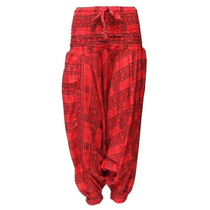 Om Print Drop Crotch Harem Pants..