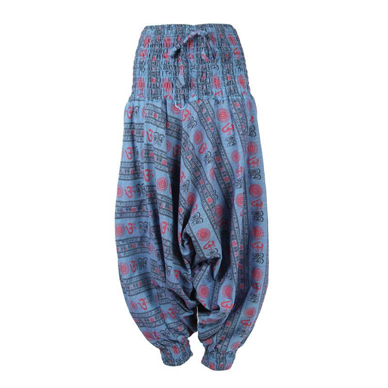 Om Print Drop Crotch Harem Pants..