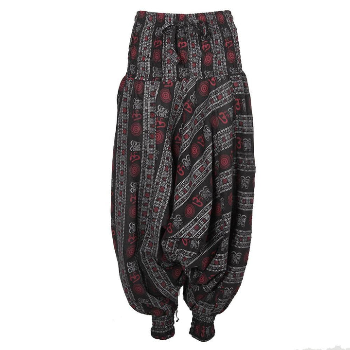 Om Print Drop Crotch Harem Pants..