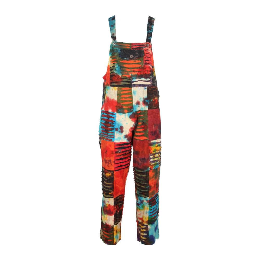 Men's Tie Dye Patchwork Dungarees