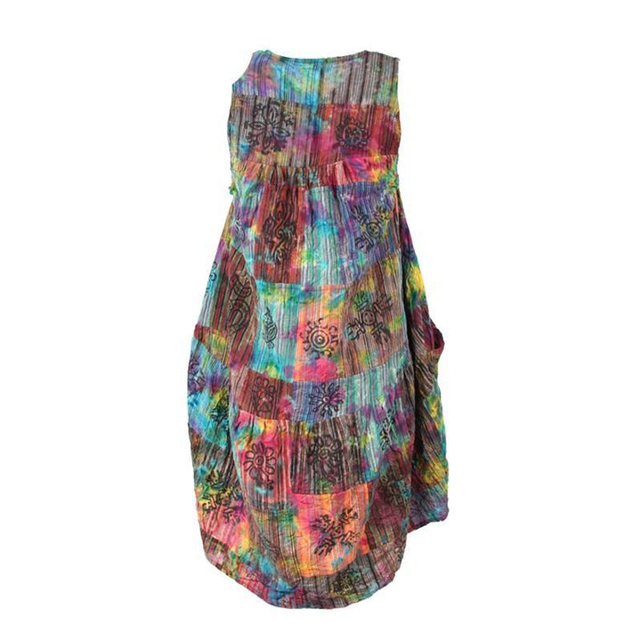 Tie Dye Patchwork Smock Dress