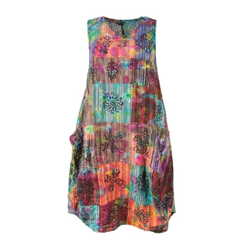 Tie Dye Patchwork Smock Dress