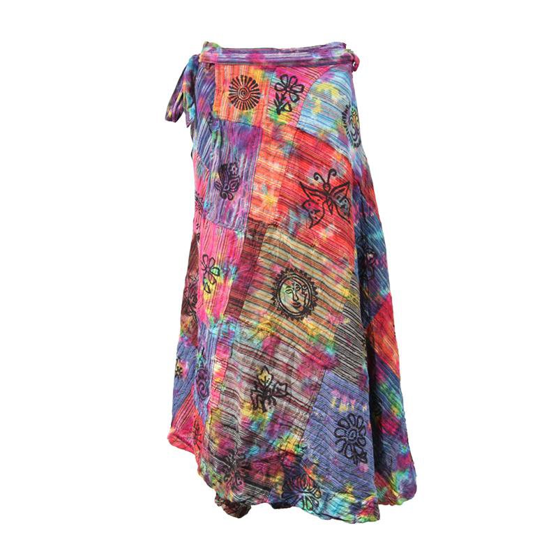Tie Dye Patchwork Midi Wrap Skirt – The Hippy Clothing Co.