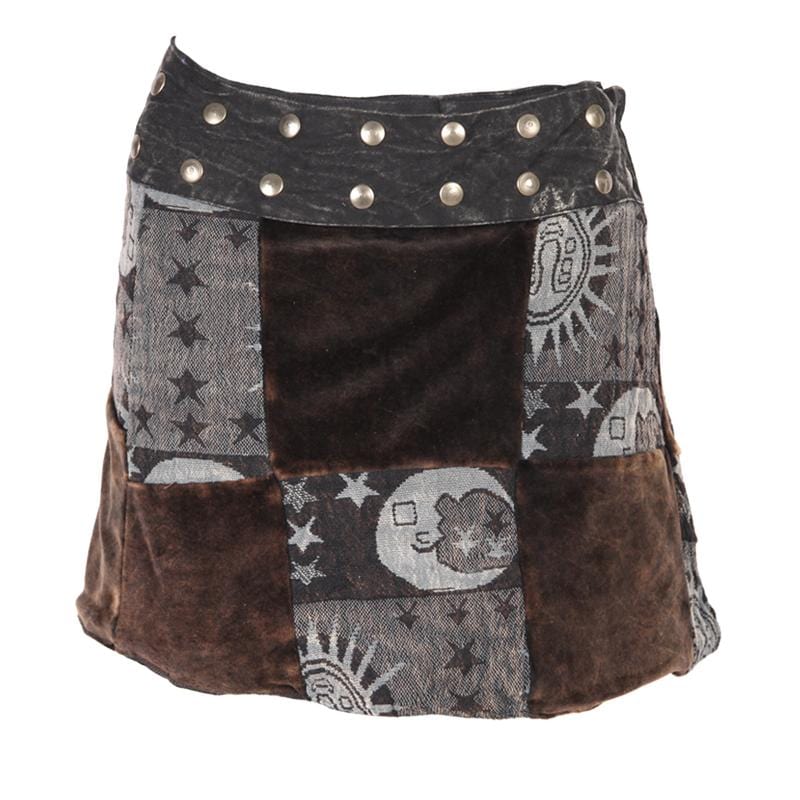 Velvet Patchwork Popper Skirt