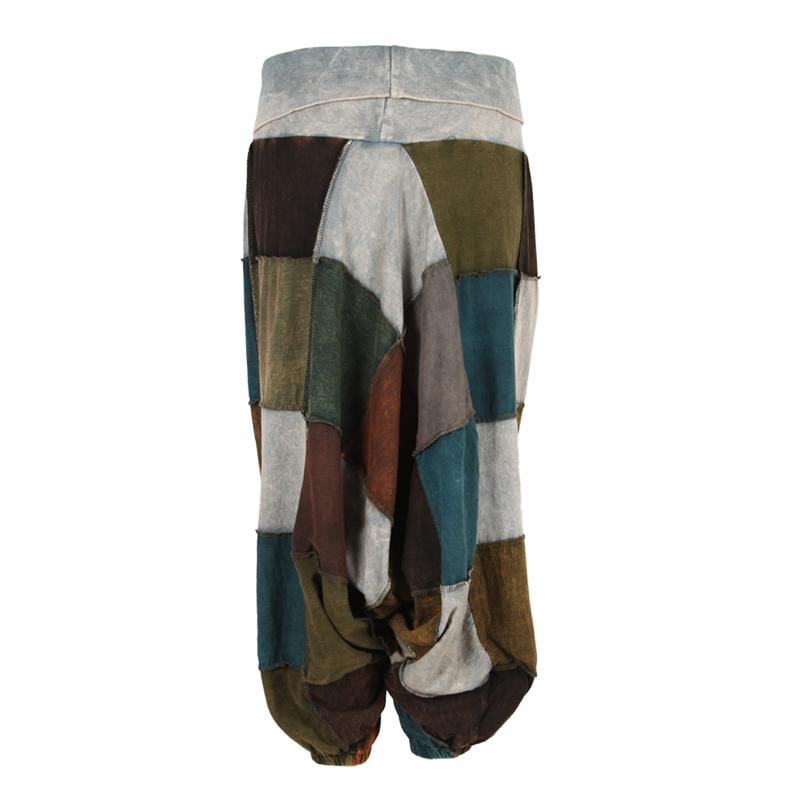 Patchwork Foldover Harem Pants