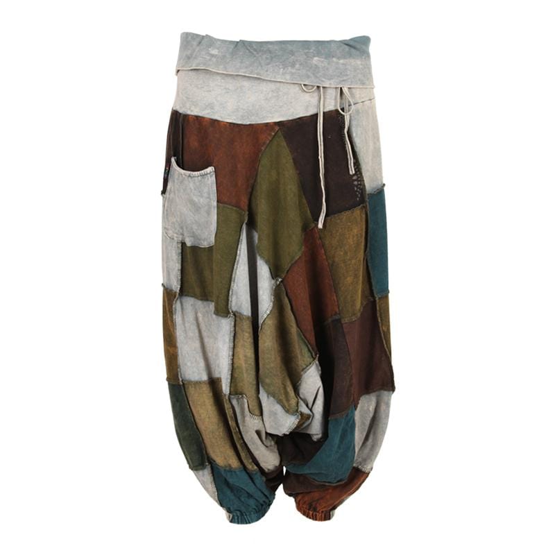 Patchwork Foldover Harem Pants