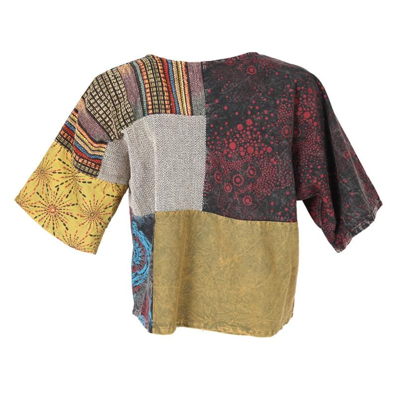 Oversize Short Sleeve Patchwork Top