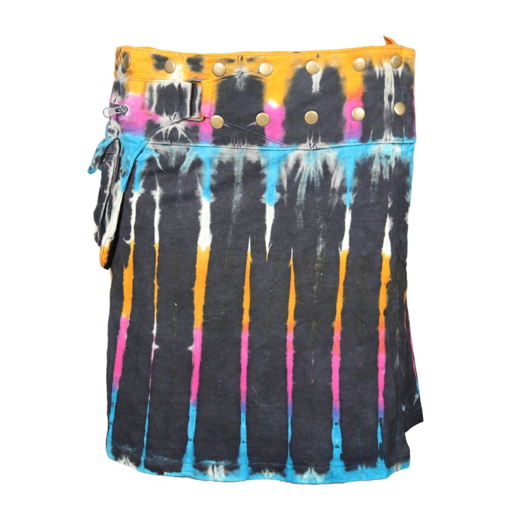 Black Tie Dye Popper Skirt