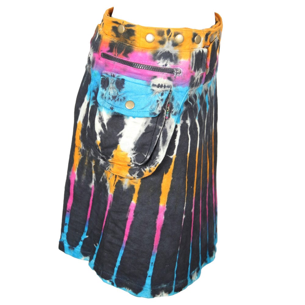 Black Tie Dye Popper Skirt