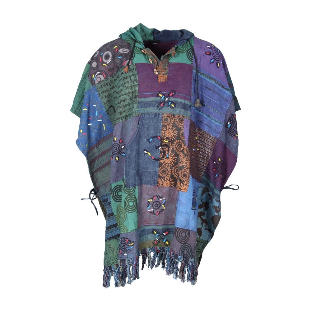 Hand Printed Patchwork Poncho