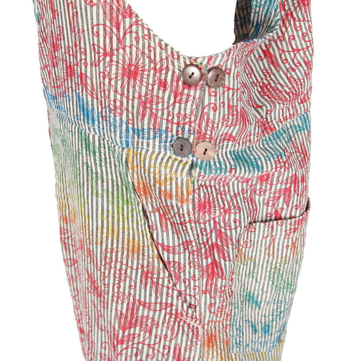 Rainbow Floral Print Dungarees