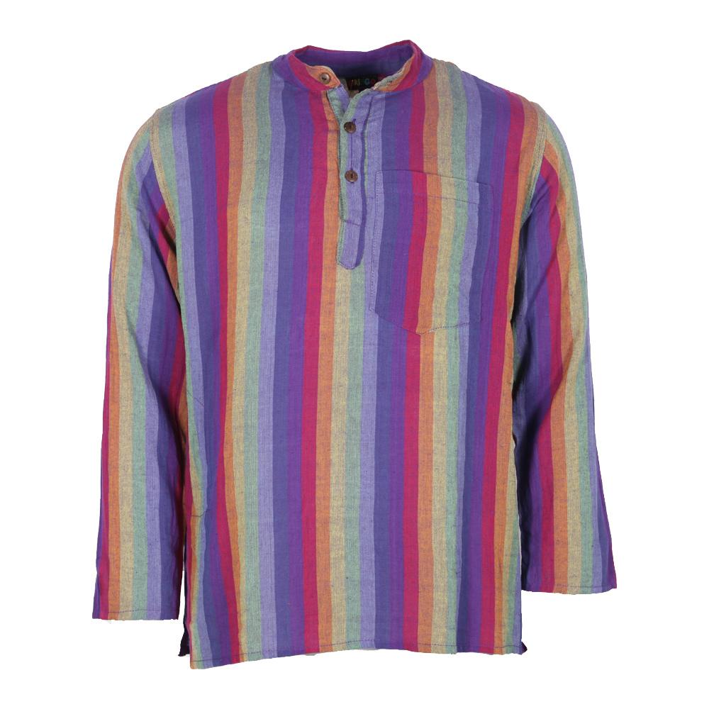 Purple Striped Grandad Kurta