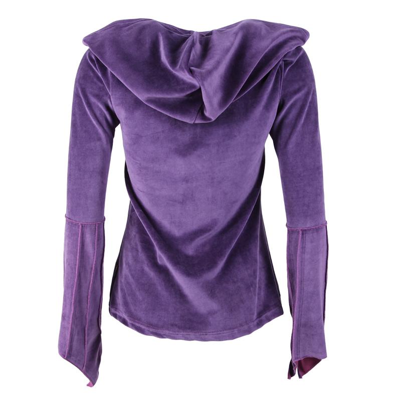 Split Cuff Velvet Purple Hoodie