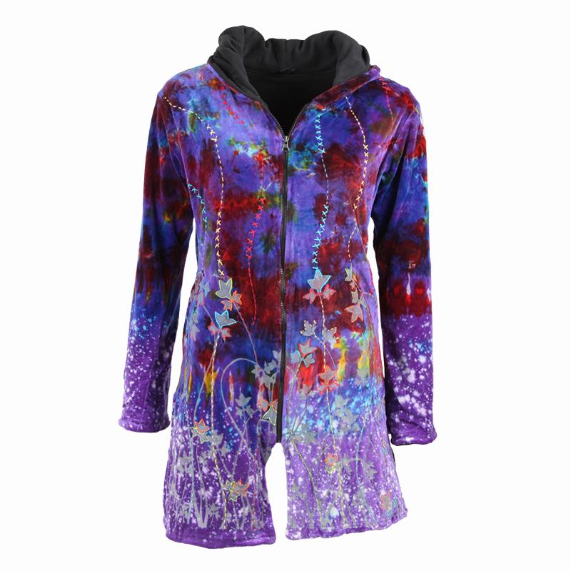 Purple Tie Dyed Velvet Coat