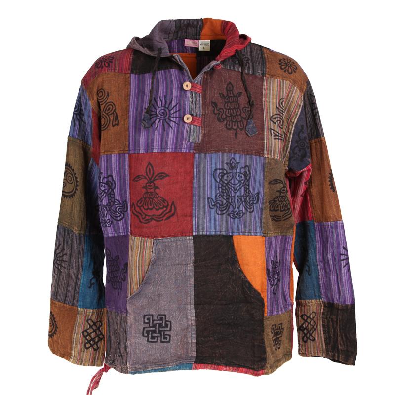 Hand Painted Lightweight Patchwork Hoodie