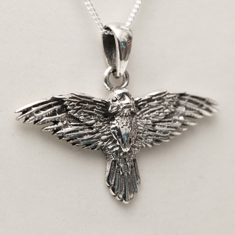 Flight Of The Raven 925 Silver Pendant Necklace