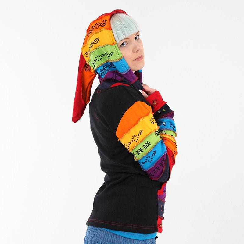 Painted Rainbow Ribbed Hoodie..