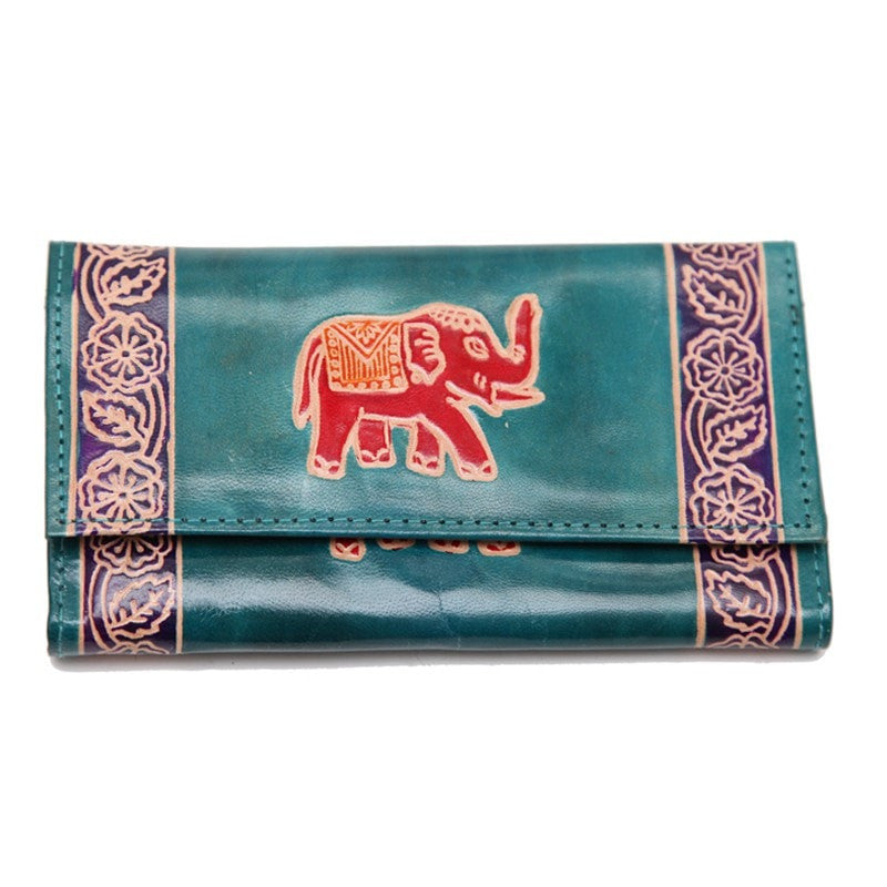 Embossed Leather Elephant Purse