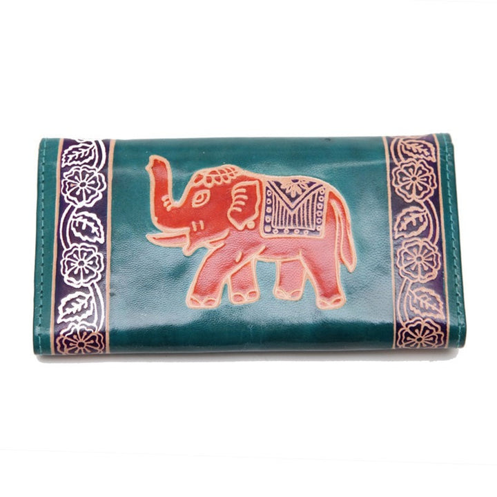 Embossed Leather Elephant Purse