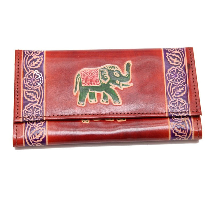 Embossed Leather Elephant Purse